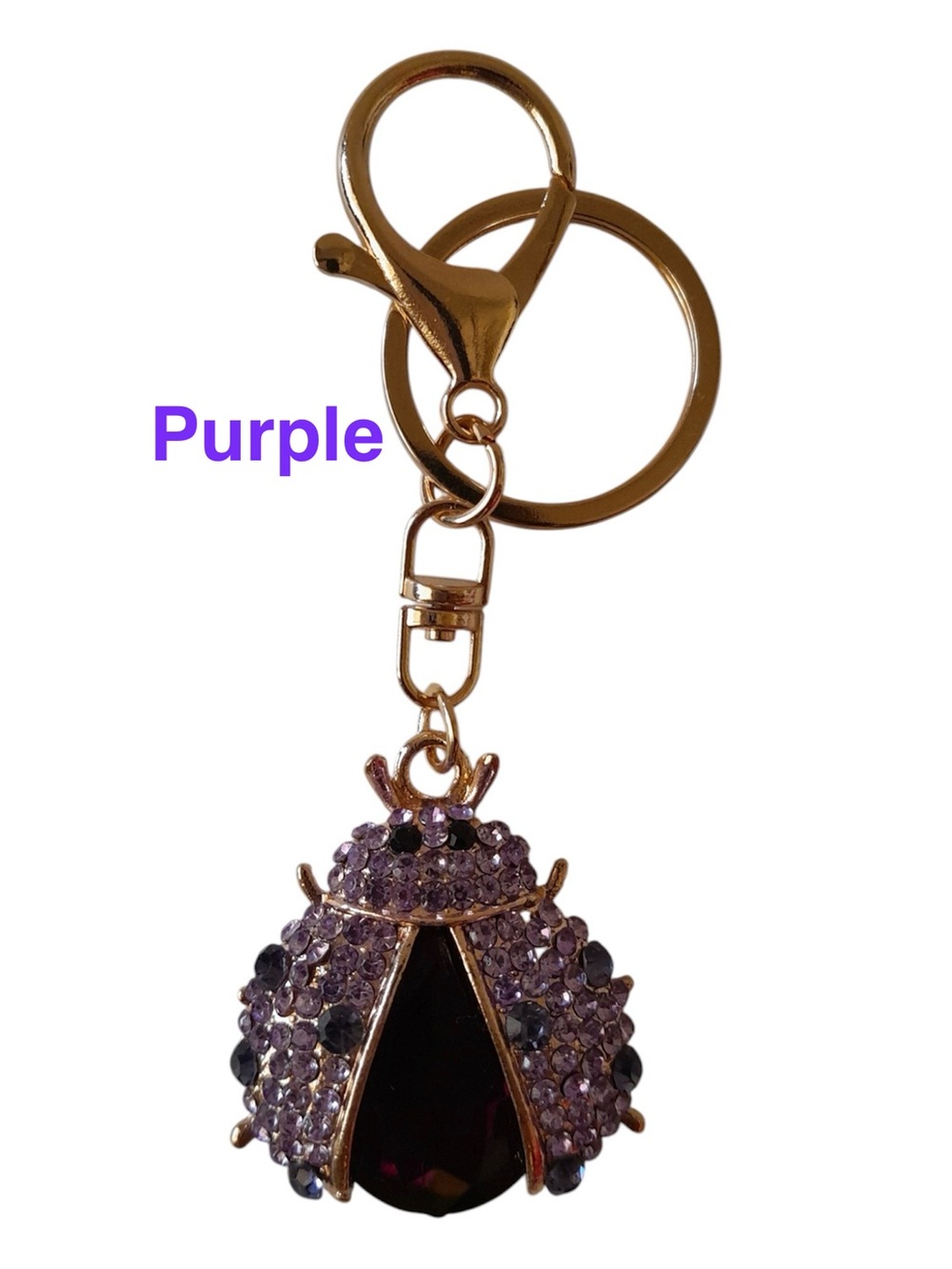 Ladybug Bag Charm Rhinestone Crystal Keychain 1PC - Picture 3 of 7
